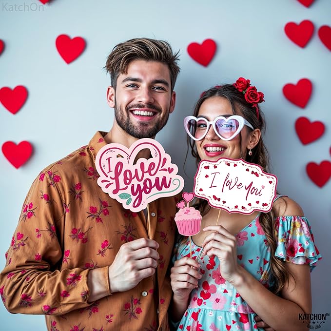 KatchOn, Pink Valentines Day Decorations Photo Booth Props- Pack of 28 | Valentines Day Photo Props, Valentine Day Decorations | Valentine Photo Booth Props, Valentine Day Props, Pink Valentine Decor