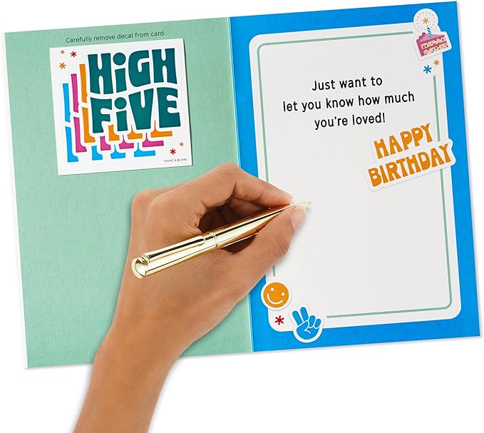 Hallmark Kids Birthday Card with Sticker (High Five Decal) for Son, Daughter, Grandchild