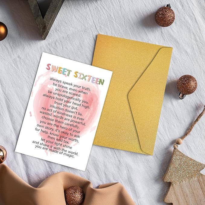 Sweet 16th Birthday Cards , Happy 16th Birthday Card for Girl Boy, Funny 16 Year Old Birthday Card for Daughter Granddaughter Niece, Happy 16th Birthday Gift, Sixteen Years Old Birthday Poem Card (62)