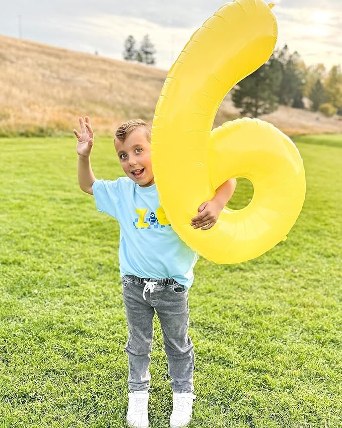 Yellow Number 7 Balloon 40 Inch, 7 Balloon Number, 7th Birthday Decorations, Yellow Party Supplies for Boys Girls