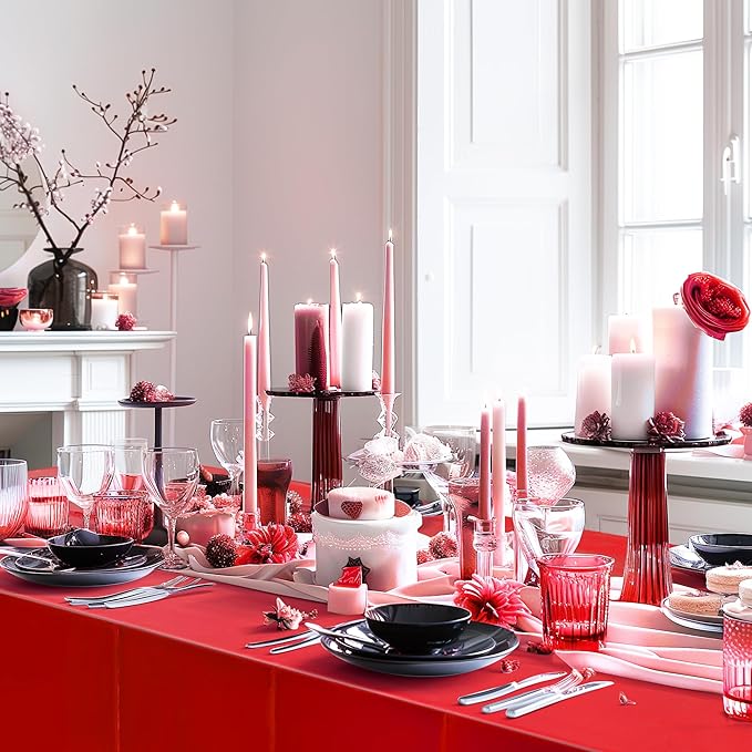 4pcs Red Foil Tablecloth 54*72 Inch Plastic Christmas Carnival Birthday Party Table Cloths Disposable Waterproof Table Cover for Graduation Anniversary Wedding Baby Shower Bridal Party Supplies