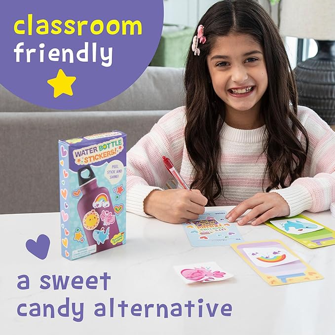 Peaceable Kingdom Valentine's Day Gift for Kids, Fun Party Favors for Classroom, Goodie Bag Stuffers - 28 Water Bottle Sticker Valentines