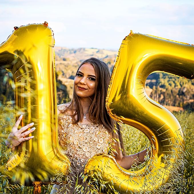 40 Inch Large Gold Number Balloons 1 Aluminum Foil Mylar Big Number Balloons 0-9 Suitable for Gold Birthday Parties, Weddings and Anniversary Photography