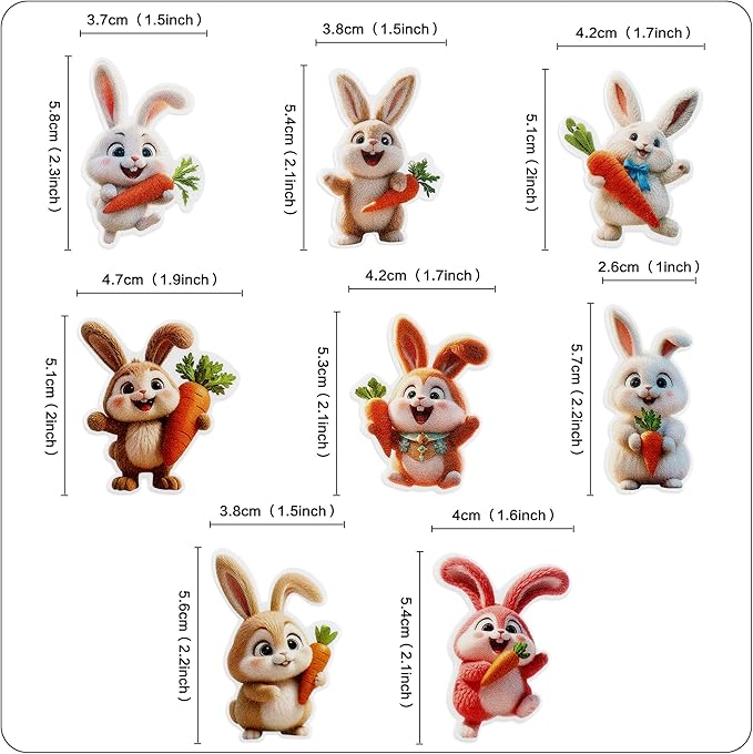 Ercadio 40 Pack Edible Easter Bunny Cupcake Toppers Rabbit Carrot Cupcake Drink Toppers for Easter Rabbit Theme Spring Birthday Baby Shower Party Decoration Supplies