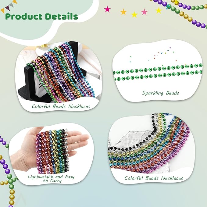 SHAOQINLIN 50 PCS St. Patricks Day Beads Necklace, 33" Green Mardi Gras Beads Christmas Necklaces Irish Saint Patricks Necklaces for St. Patrick's Day Mardi Gras Parade Throws Birthday Party Favors