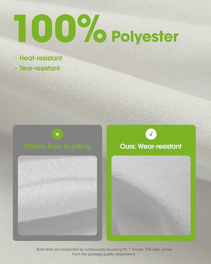 Pureegg Rectangle Table Cloth 60" x 84" – Durable Polyester Tablecloth Offers Reusable & Washable Protection, Ideal for Outdoor Party, Picnic, Wedding, Banquet and Birthday, Ivory