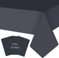 Black Disposable Tablecloth for Rectangle Tables 10 Pack, 54''×108'' Paper Table Cloth for 3-9 Ft Tables, Paper & Plastic Party Table Cover for Birthday, Outdoor, Wedding, Banquet