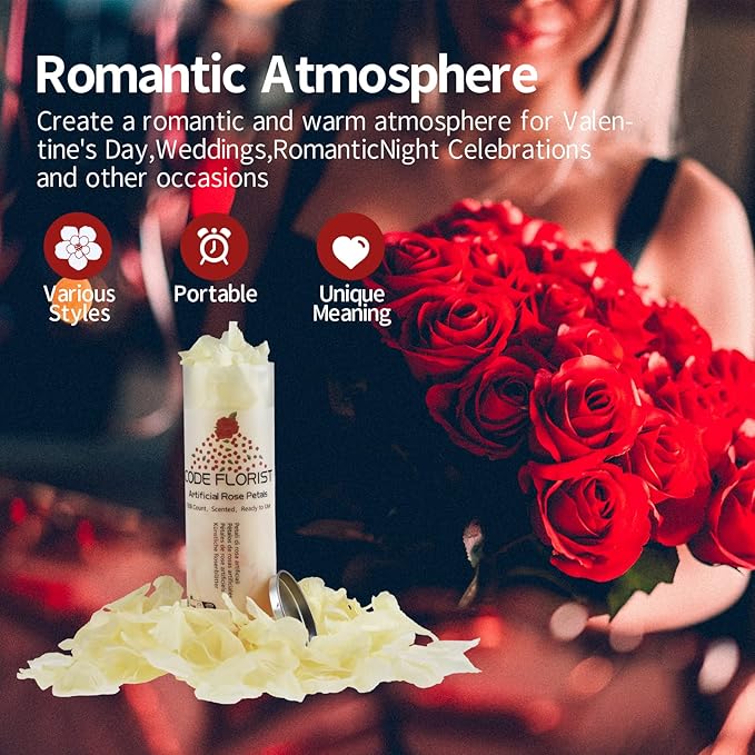 CODE FLORIST 1500 PCS Champagne Silk Rose Petals for Valentine's Day,Romantic Night,Wedding,Proposal Anniversary Flower Decorations(Separated,Scented)