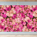 7x5FT Pink Red Rose Floral Wall Backdrop Flowers Photography Background Mothers Day Valentine's Day Backdrop Girls Birthday Party Baby Shower Wedding Decoration Banner