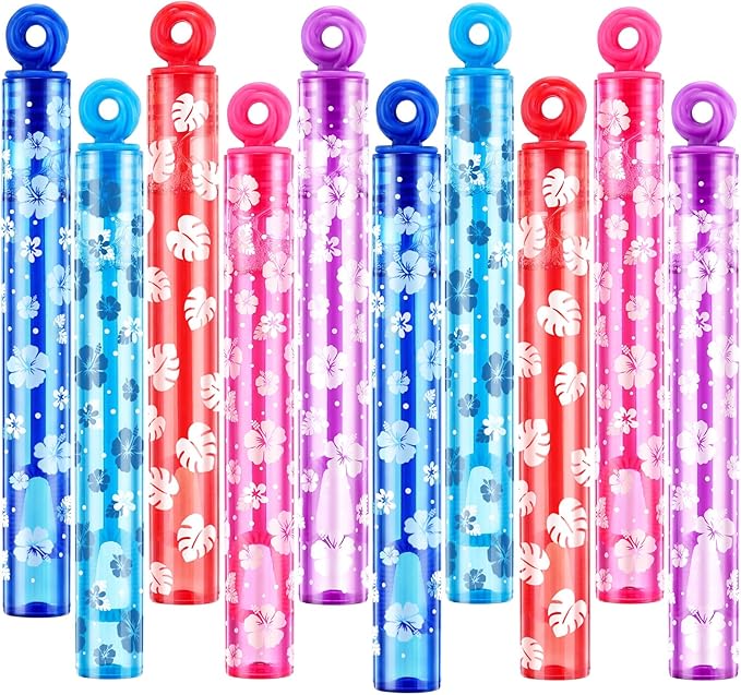 32 Pcs Hibiscus Flower Bubbles Wands Hawaiian Bubble Party Favors for Adult Hawaii Summer Tropical Activity Birthday Gifts Carnival Goody Bag Stuffers Wedding Supplies