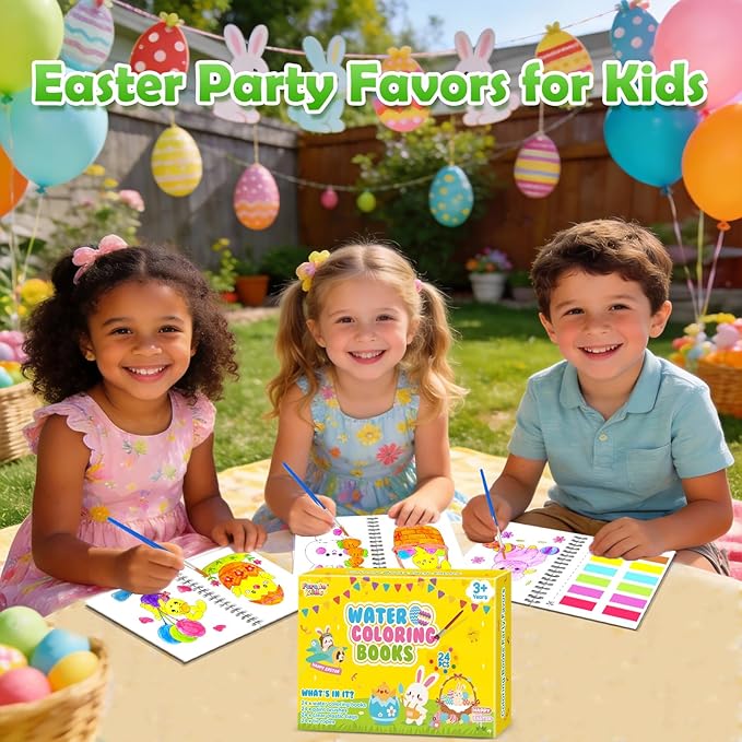 FEREDO KIDS Easter Coloring Books Party Favors for Kids - 24 Pack Mini Water Coloring Books for Kids, Easter Basket Stuffers Students Classroom Gifts Bulk, Birthday Return Gifts Party Favors Bulk