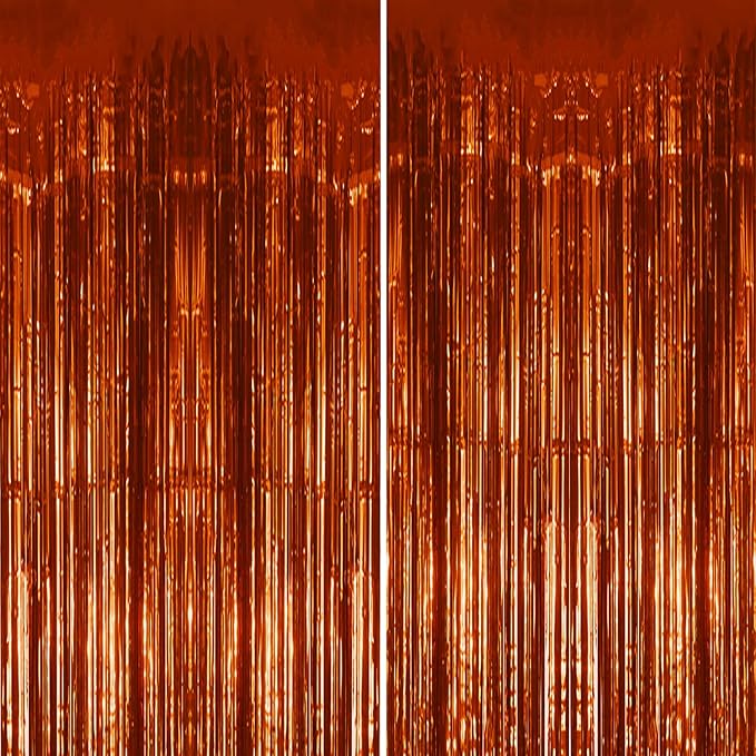 2 Pack Foil Fringe Backdrop - Bronze Shiny Tinsel Curtains for Party Decoration/Photo Booth Props - 3.3x6.6 FT Metallic Foil Backdrop for Birthday, Wedding, Graduation, Christmas.
