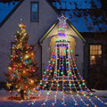 Christmas Decorations Star String Lights, 320 LED Waterfall Tree Lights with 13" Topper Star 8 Lighting Modes Indoor Outdoor Decorative for New Year, Holiday, Wedding, Party (Multicolor)