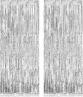 2 Pack Fringe Curtains Backdrops, Foil Fringe Curtains, Door Streamers for Birthday Wedding Bridal Shower Holiday Graduation Party Decorations, Photo Booth Backdrops, Silver