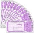 Purple Glitter Birthday Invitation Ticket, Purple Glitter Birthday Invitation for Teen Adult, 20 Pink Ticket With Envelopes, 3.5 x 8" Double-Sided Fill In Birthday Party Personalized Invites Cards - C
