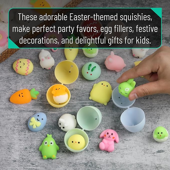 Mr. Pen- Easter Squishy Toys for Kids, 48 Pack, Washable Twistable Stretchy Squishies Bulk, Soft Stress Relief Sensory Toys for Squeezing, Easter Egg Fillers, Party Favors & Classroom Rewards