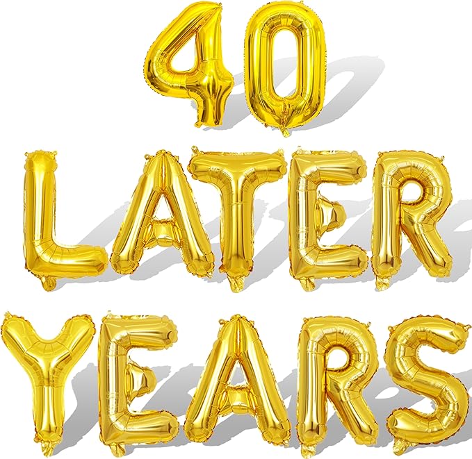 Gold 40 Years Later Letter Balloons 16in Balloon Foil Letter Decorations Party Decor Gold Letter Balloons 40 Years Later Party Supplies