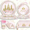 Pink Castle Party Supplies Set, Princess Theme 141 Pieces with Plates, Napkins, Cups and Tableware for 20 Guest Pink Castle Design Cuterly for Princess Party