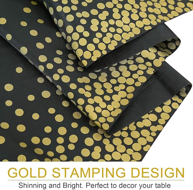 Gexolenu 12 Pack Black and Gold Disposable Plastic Tablecloth for Rectangle Tables(54" x 108"), Disposable Waterproof Party Table Cover for Birthday, Graduation, Gold Table Cloths Party Supplies