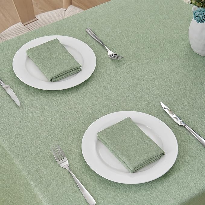 Rectangle Tablecloth Linen Textured Waterproof & Stain Resistant Table Cloth Wrinkle Free Decorative Fabric Farmhouse Table Cover for Dining/Party/Buffet/Wedding, 60 x 120 Inch, Sage Green