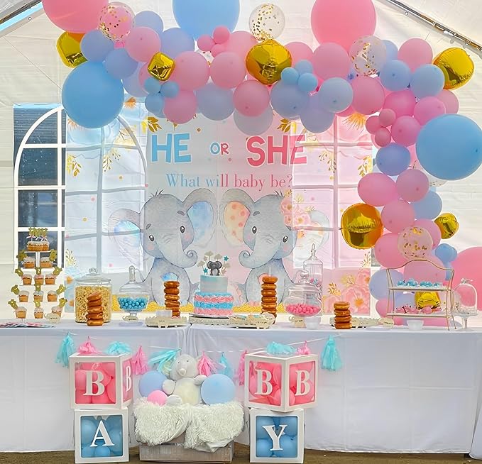Pink & Blue Latex Balloon Set - 12 Inch Gender Reveal Balloon Pink and Blue Balloons for Gender Reveal, Birthday, Wedding & Bridal Shower Decor
