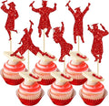 Gyufise 24Pcs 2026 Graduation Cupcake Toppers Red Glitter Class of 2026 Boys Girls Graduation Cap Cupcake Picks for 2026 Graduation Theme Party Cake Decorations Supplies