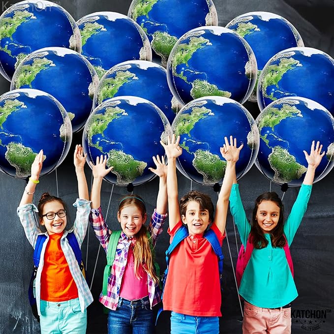 KatchOn, Globe Balloons Set - 22 Inch, Pack of 12 | World Balloons for Around the World Party Decorations | Earth Balloon for Earth Day Decorations, International Party Decoration | Travel Theme Party