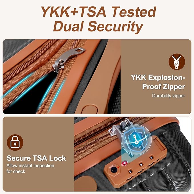 Romswi 3-Piece Expandable Luggage Set 20/24/28 Inch, Spinner Hardshell Lightweight Suitcases with TSA Lock, YKK, Checked & Carry On Luggage Set, Black