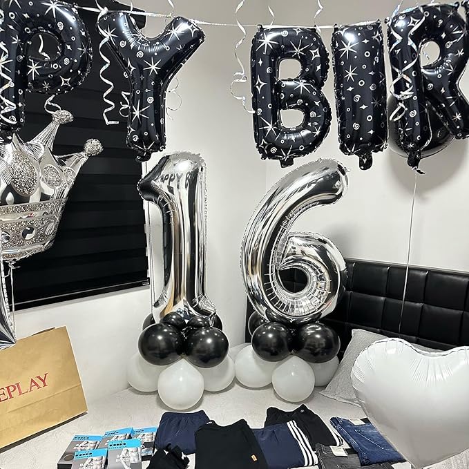 40 Inch Silver Number 8 Balloon, Giant 8 Number Balloons for 8th Birthday Decorations, Party Supplies for Baby Boy Girl, Silver Party Decor