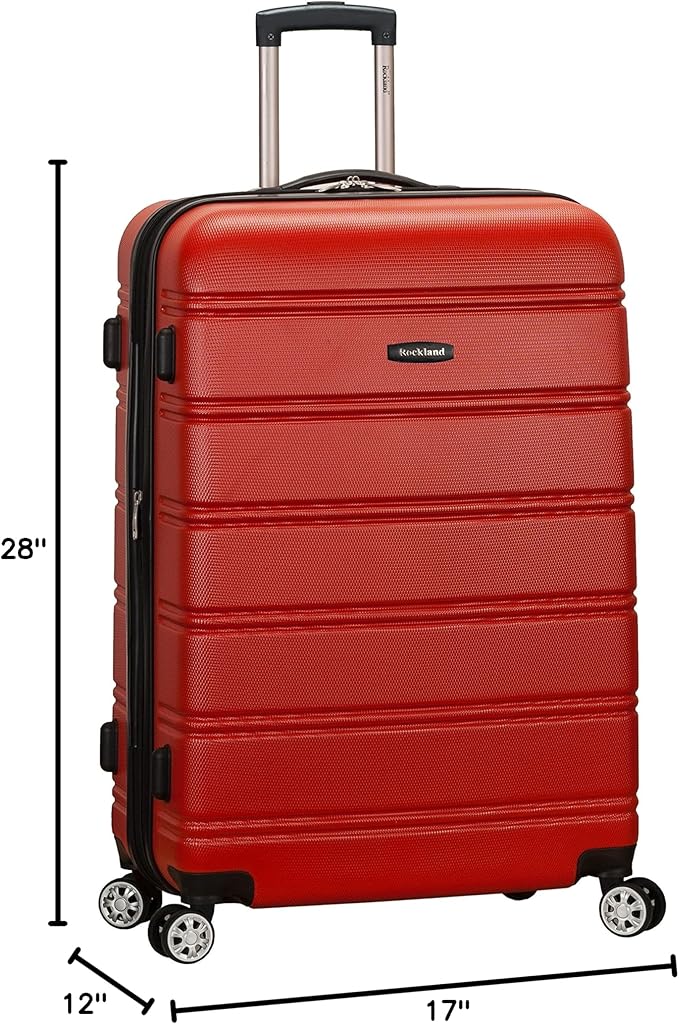 Rockland Melbourne Hardside Expandable Spinner Wheel Luggage, Checked Large 28", Red