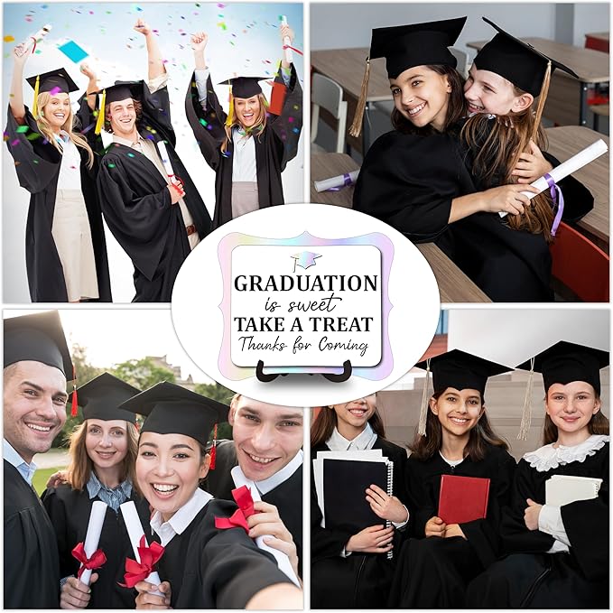 20PCS Graduation Candy Buffet Labels, 1 Colorful Candy Buffet Table Sign with Stand, Catering Supplies Display for Graduation Decorations Class of 2026 -A03