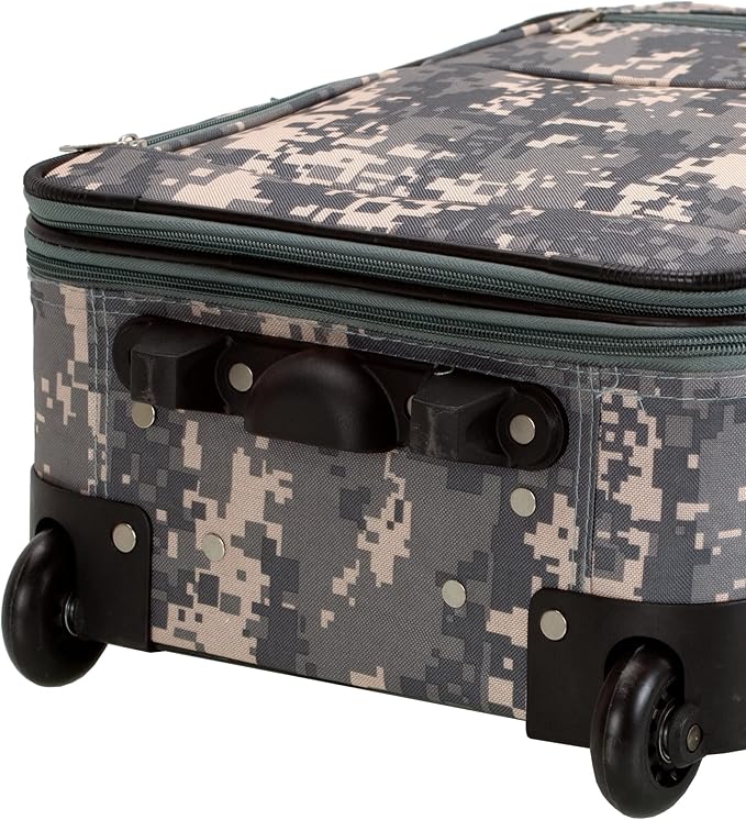 Rockland Fashion Softside 4 Piece Luggage Set, Expandable, (14" Tote/19"/24"/28"), Acu Camo