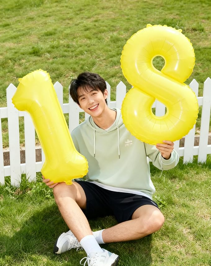 Yellow Foil Number 8 Balloon 40 Inch, Helium Mylar Eight Number 8 18 28 38 48 58 80 88 Birthday Balloons, 8th Yellow Women Men Wedding Anniversary, Graduations Party Supplies