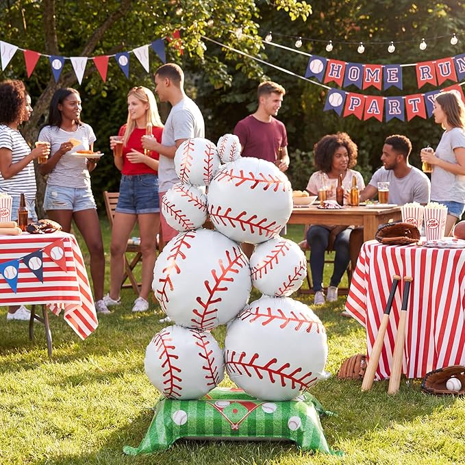 Soulchen 1 Pcs 3.5 ft Giant Self Standing Baseball Foil Balloons for Baseball Birthday Party Decoration Team Celebration Decor Backyard BBQ Sports Themed Party Supplies