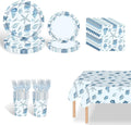 Ocean Seashell Party Plates Supplies, Coastal Beach Party Tableware Decorations Starfish Coral Disposable Paper Plates Tablecloth Cups Napkins Forks for Kids Summer Birthday Baby Shower, Serves 24
