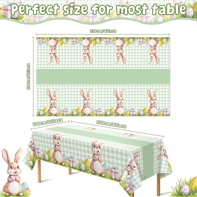 OHOME 2 Pack Easter Decorations - Disposable Plastic Tablecloth for Indoor Outdoor | Easter Party Decorations Favors Supplies for Table Decor Backdrop Banner