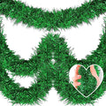 25 Feet Christmas Tinsel Garland, Metallic Twist Garland Wall Hanging Tinsel Garland Backdrop for Parade Floats, Carnival, Birthday, Wedding, New Year Party Decorations (Green, 4in x 25ft)
