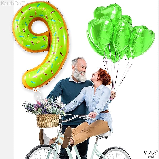 KatchOn, Huge Number 9 Donut Balloon - 40 Inch | Foil 9 Birthday Balloon for 9th Birthday Decorations | 9th Anniversary Decoration | Donut Birthday Party Decorations