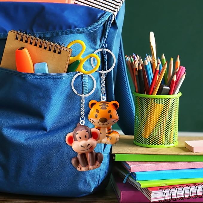 Party Favors for Kids 24PCS Safari Animal Cute Squishy Keychains Toys,Goodie Bag Stuffers, Pinata Stuffers,Birthday Gifts for Boys & Girls,Treasure Chest Prizes,Classroom Prizes for Kids