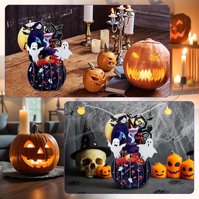 FaCraft Halloween Cards - 3D Handmade Happy Halloween Pop Up Greeting Cards Gifts with Envelope and Seals, for Kids Boy Girl (Pumpkins, Ghosts, Witches, Bats