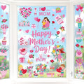 90 PCS Mothers Day Decorations, 9 Sheets Mothers Day Window Clings, Double-Sided Flower Window Clings with Carnations Hearts Boxes Designs, Mom Decorations for Glass Home Office School Party