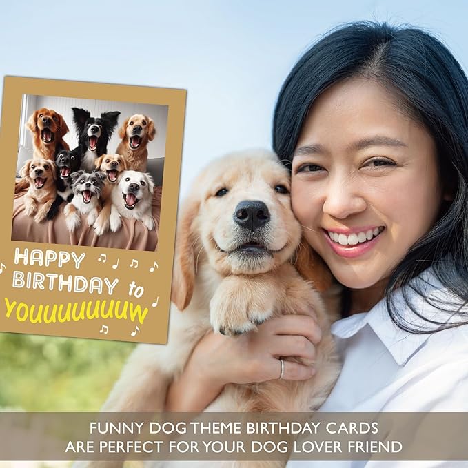 Gooji 5x7 Dogs Birthday Cards Bulk 10 Pack, Funny Humorous Cute Cards for Wife Husband Teenage Young Boy Girl Men Women Adult, Corgi Chihuahua Bulldog Pawthers Golden
