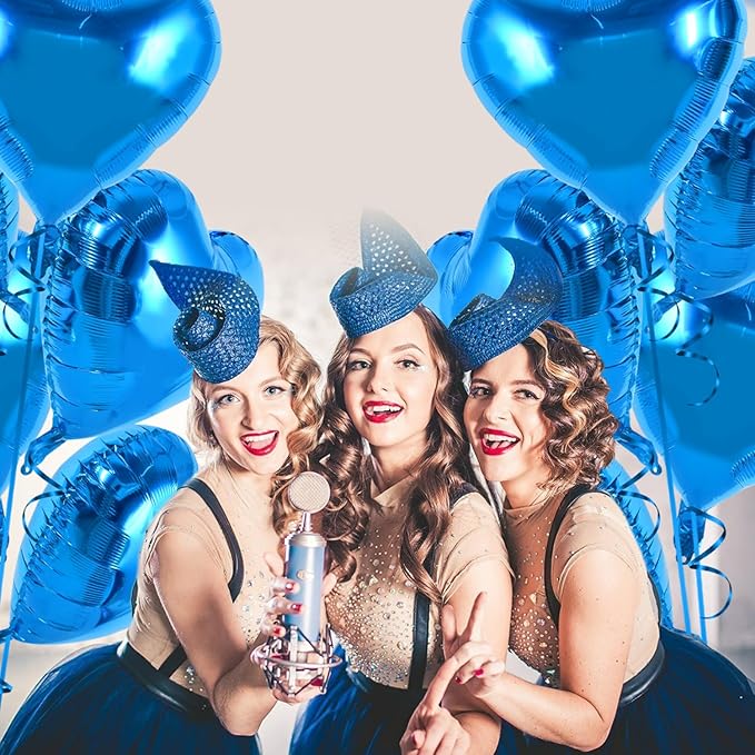 TONIFUL 30Pcs 18 Inch Blue Heart Balloons Blue Heart Shape Foil Mylar Balloons Decoration for Birthday Valentine's Day Wedding Bridal Shower Anniversary Engagement Party Supplies
