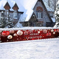 Merry Christmas Decorations Banner Polyester Fabric Ornaments Tree Branches Glitter Design for Indoor Outdoor Garden Fence Banner Outdoor Porch sign 118x20 Inch Party Supplies