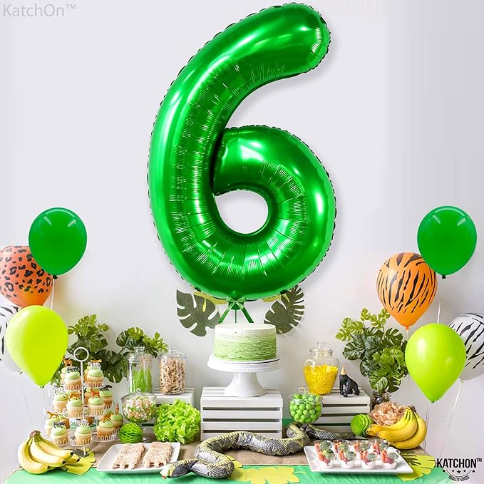 KatchOn, Giant Dark Green Number 6 Balloon - 40 Inch | 6 Birthday Balloon for 6th Birthday Decorations | 6 balloons for Birthday | Six Balloon Number | 6 Year Old balloon for 6 Year Decorations