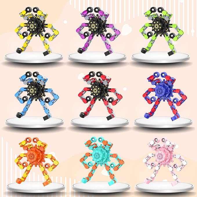 Transformable Fidget Spinners,Funny Stress Relief Sensory Fidget Toys,Deformable Chain DIY Robot Fingertip Gyros Toys Party Favors Easter Basket Stuffers for Kids and Adults (36PC)