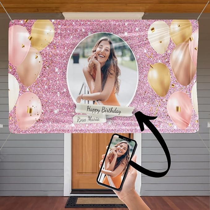 Custom Happy Birthday Vinyl Banner Sign, Personalized Party, Gift, and Decoration - from NiceMemoryLLC. (Style-17)