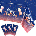 Tegeme Navy Blue Party Supplies Stars Happy Birthday Tablecloths Starry Confetti Table Covers for Kids Boys Girls Baby Shower Birthday Party Decorations(Navy Blue and Pink,3 Pack)