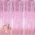 Valentines Day 3 Pack 3.3 * 8.3 ft Foil Curtain Metallic Tinsel Fringe Curtains Photo Booth Props Backdrop for Birthday Wedding Engagement Baby Shower Christmas Holiday Celebration Partyl,Pink