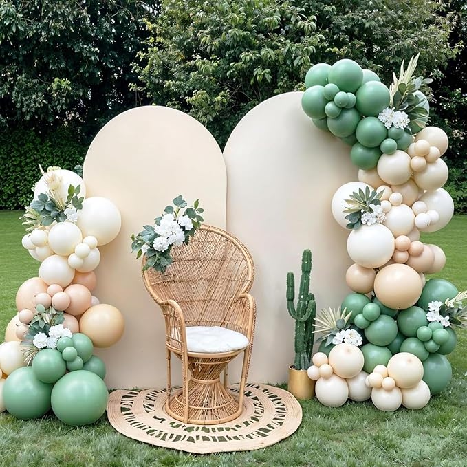 Sage Green Balloon Arch Kit,122Pcs Green Sand White Nude Apricot Matte Neutral Balloons for Baby Shower Boho Wedding Bridal Engagement Gender Reveal Anniversary Graduation Birthday Party Decorations